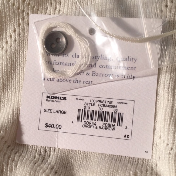 Croft & Barrow ivory cardigan. L - Picture 6 of 7